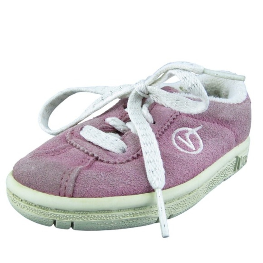 VANS‎ Girls Sneaker Shoes Pink Leather Lace Up Size T 6.5 Medium